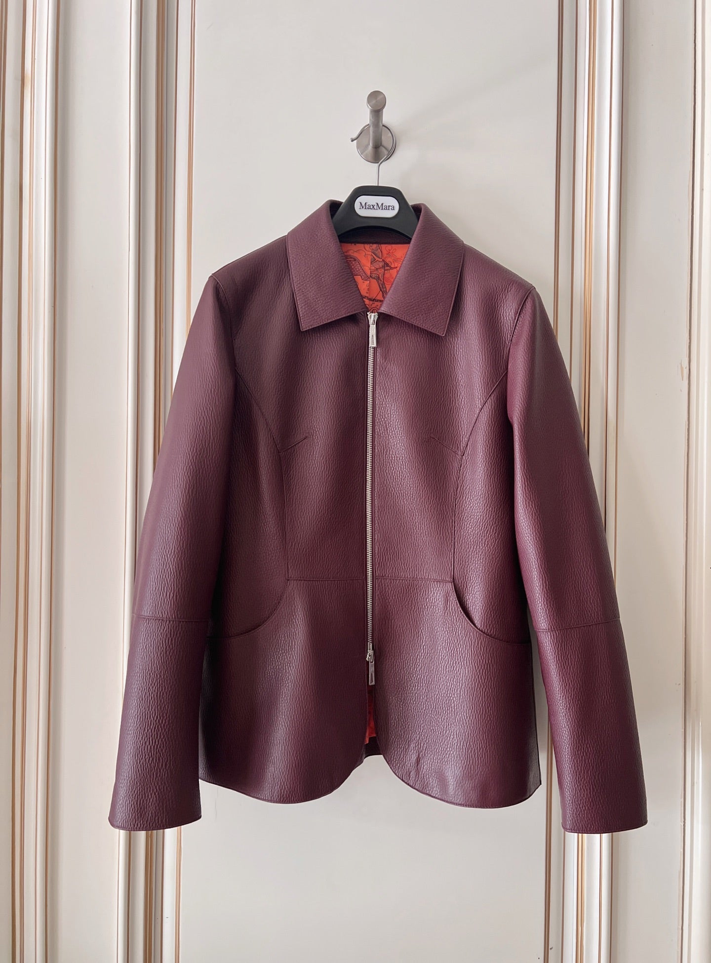 HM 26s Equestrian Jacket Burgundy Leather 418972