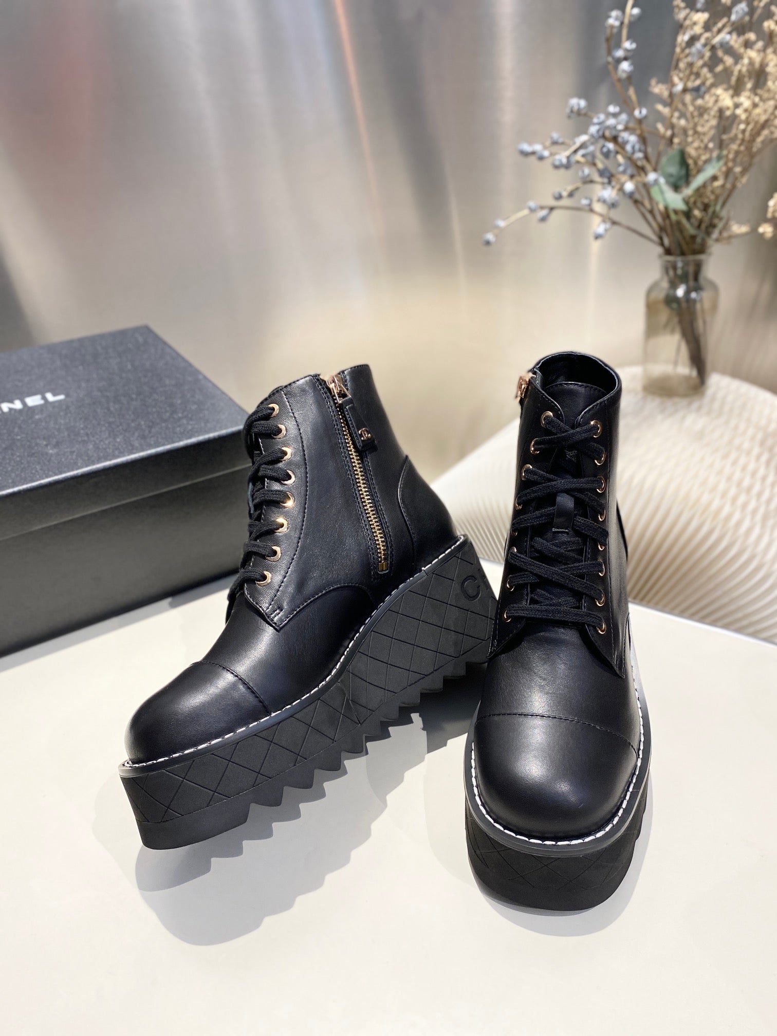 CC Ankle Boots 100m Black Lambskin