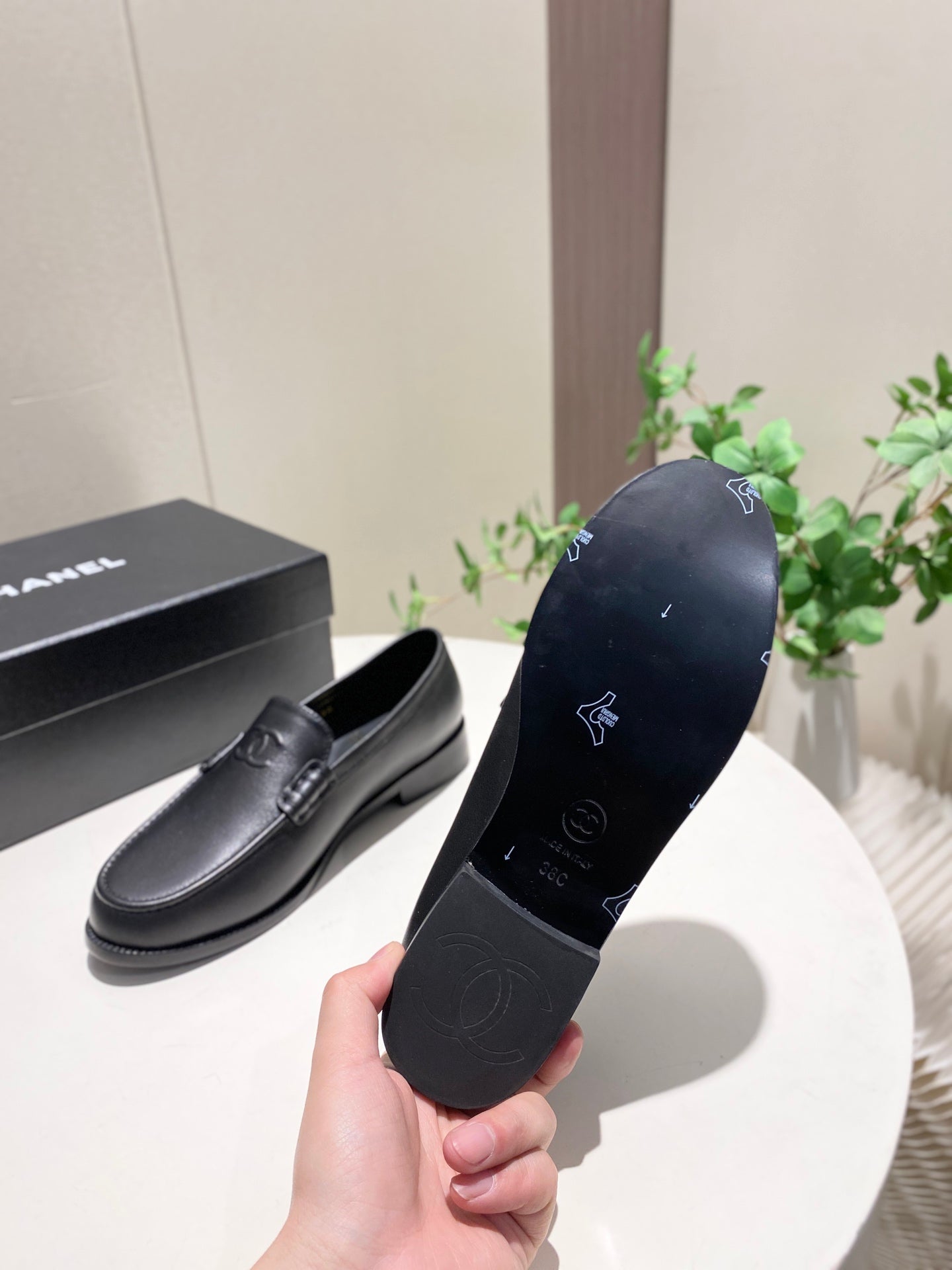 CC 26s Moccasin Loafers Black Calfskin 767265