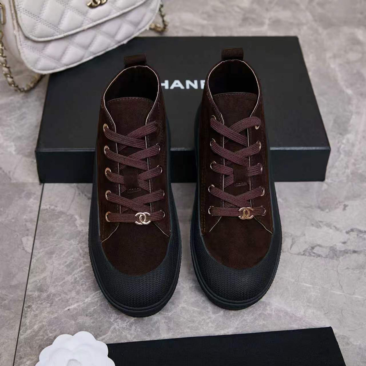 Chanel 26s Mid Sneakers Dark Brown Suede 168233