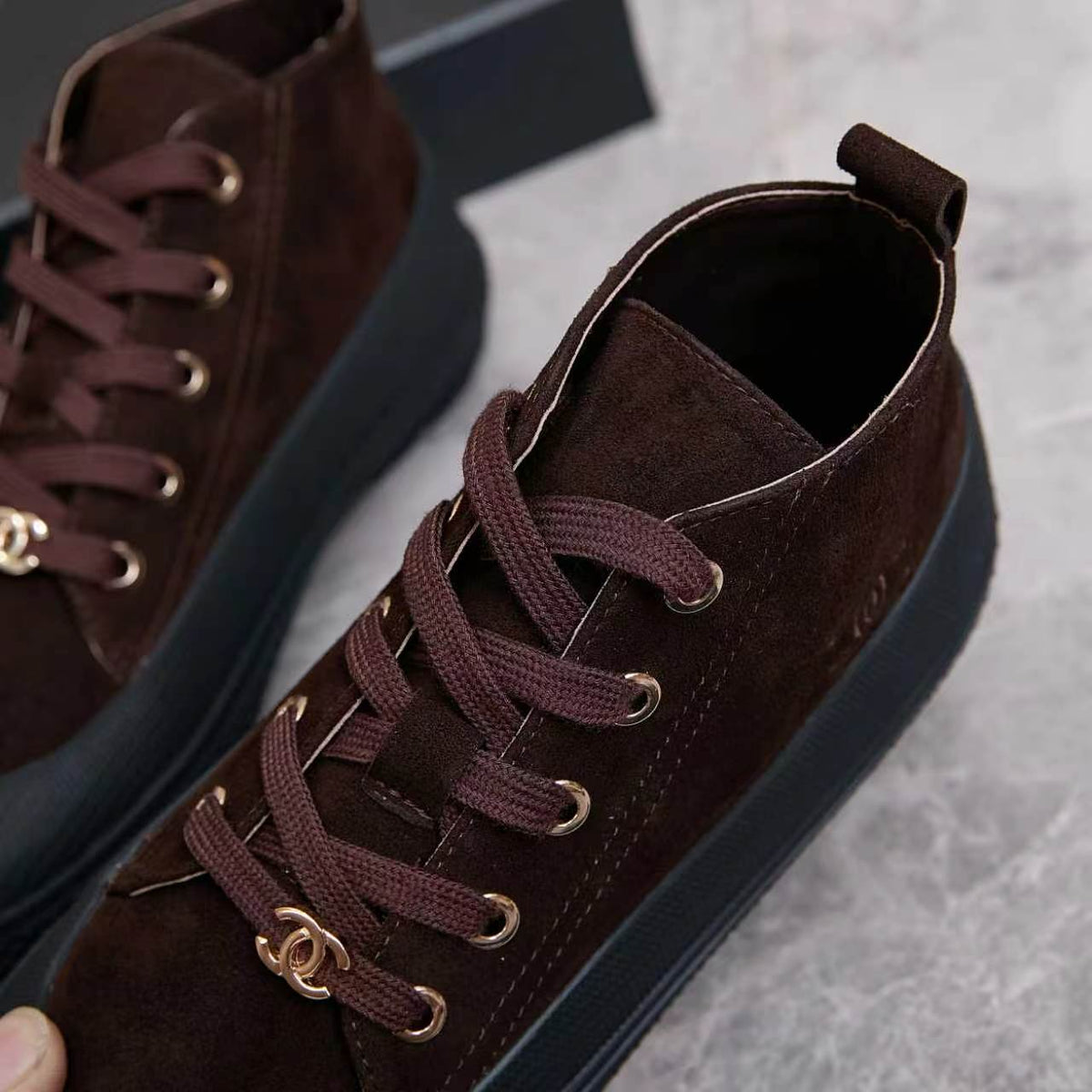 Chanel 26s Mid Sneakers Dark Brown Suede 168233
