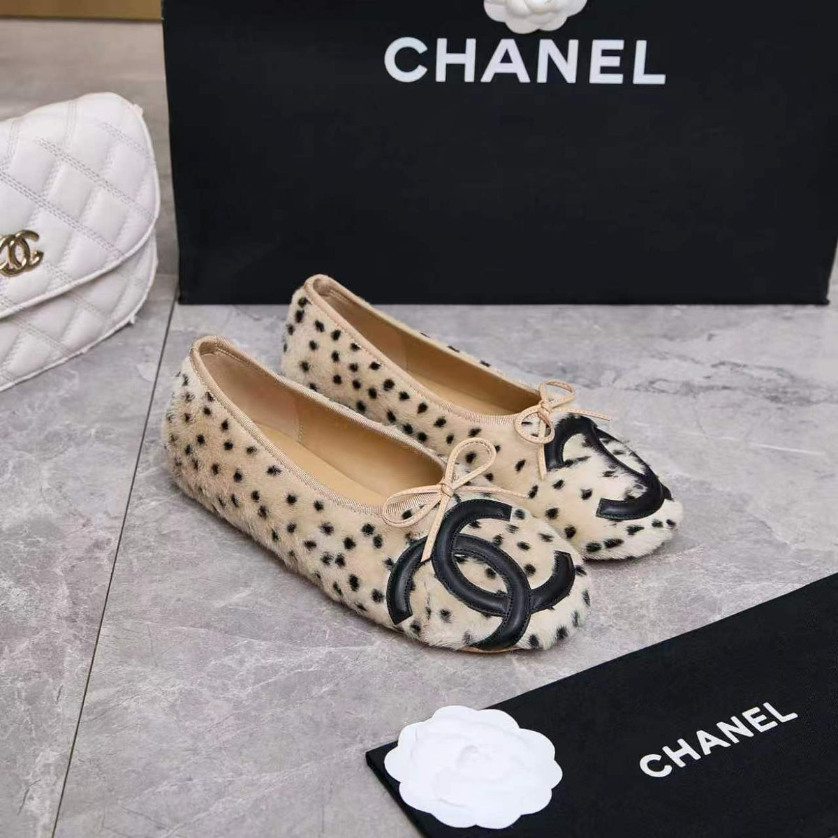 Chanel 26s Ballet Flats Leopard Pony Hair 168235
