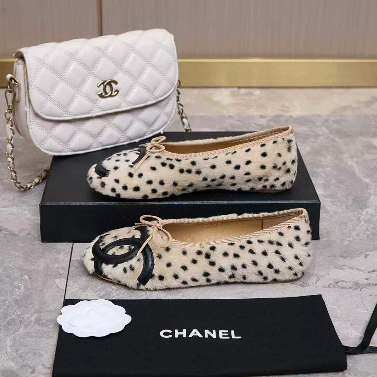 Chanel 26s Ballet Flats Leopard Pony Hair 168235