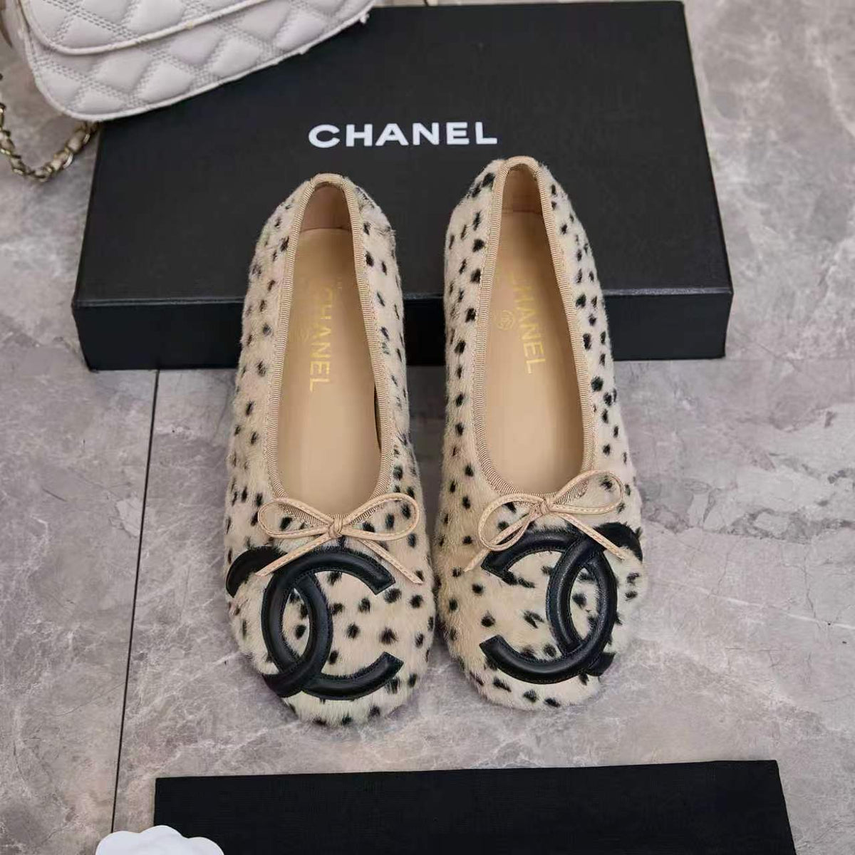 Chanel 26s Ballet Flats Leopard Pony Hair 168235