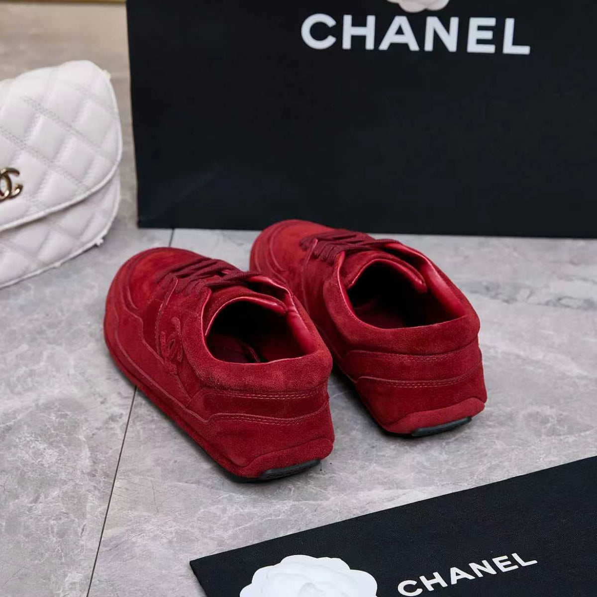 Chanel 26s Sneakers Burgundy Suede 168244