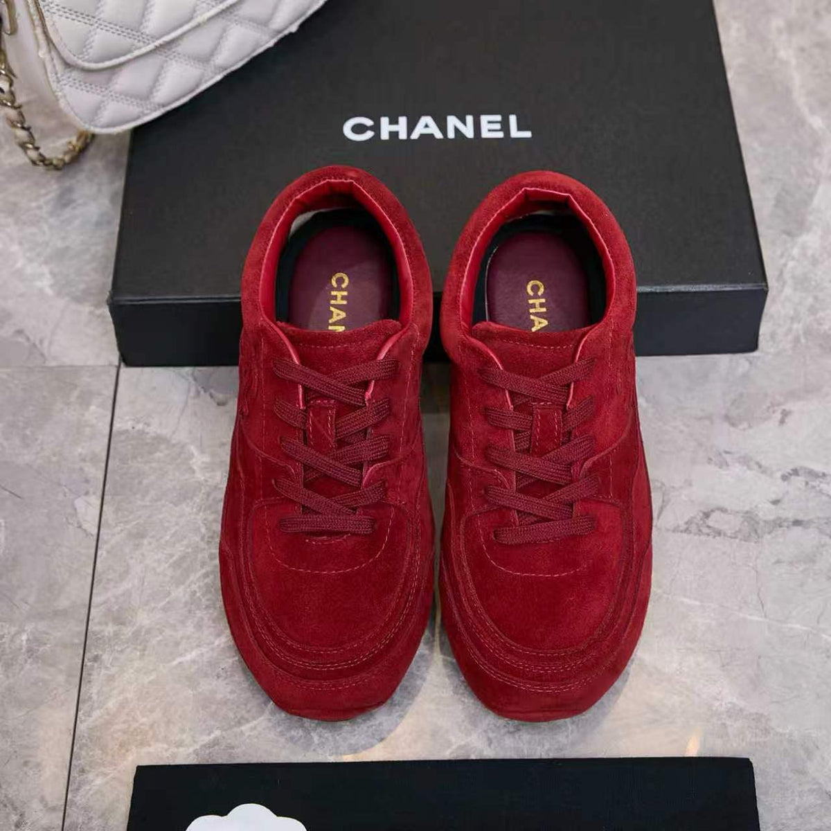 Chanel 26s Sneakers Burgundy Suede 168244