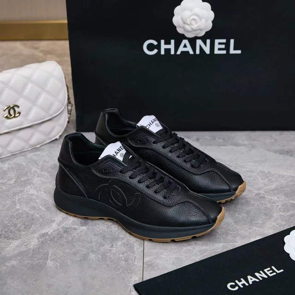 Chanel 26s Sneakers Black Leather 168241