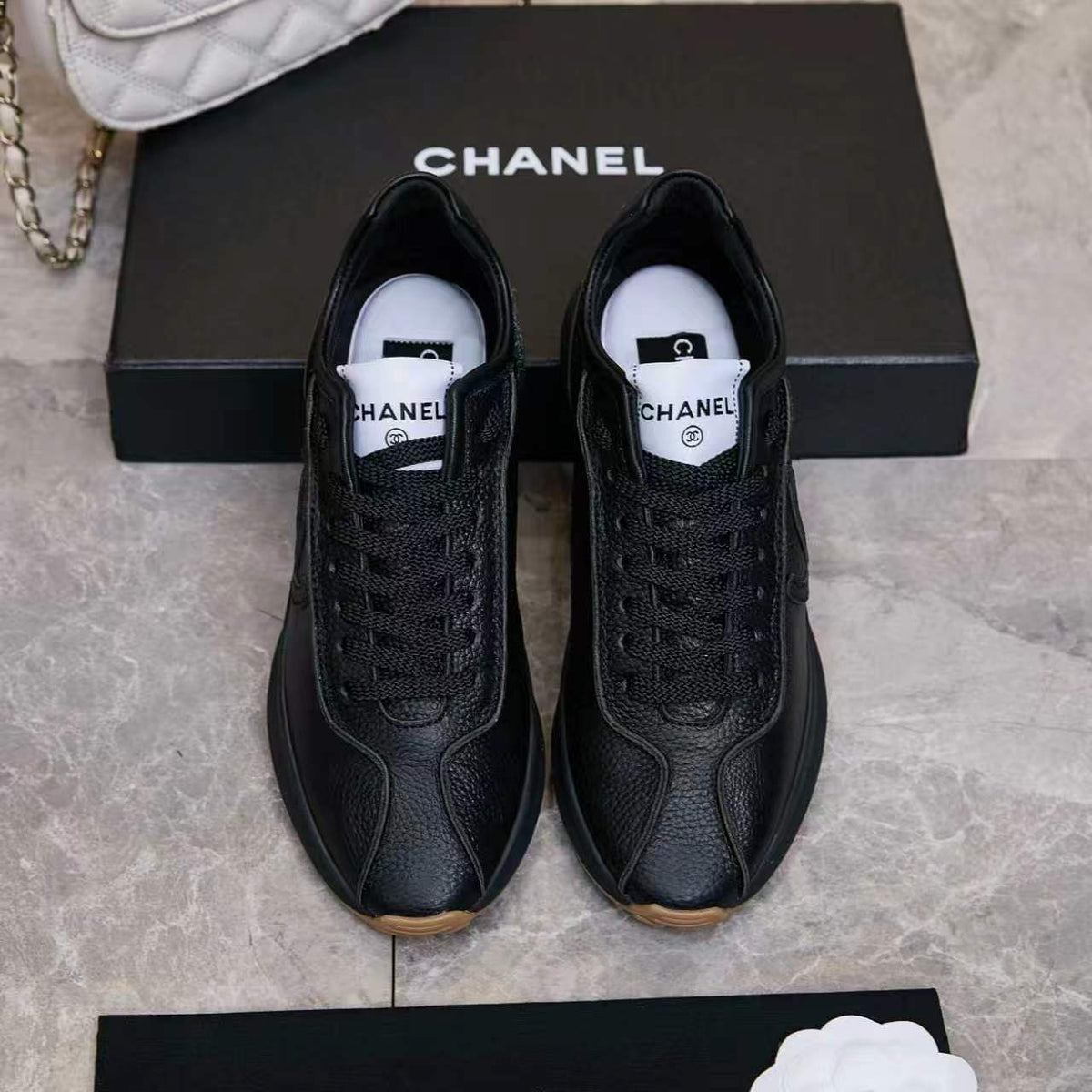 Chanel 26s Sneakers Black Leather 168241