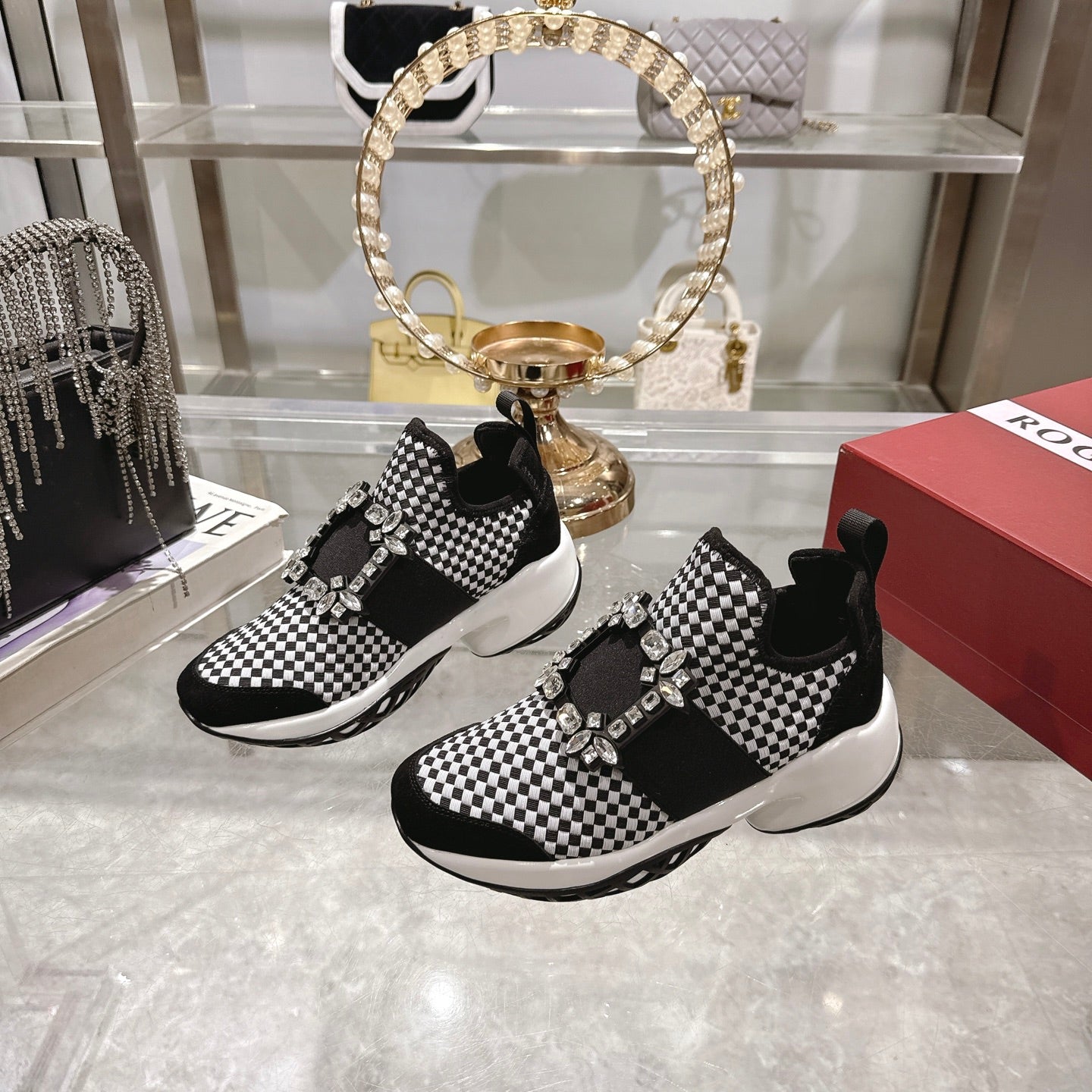 Viv Diamond Sneaker Black Custom Woven 262955
