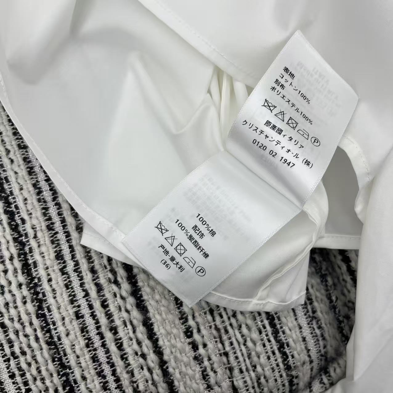CD Long-Sleeve Blouse With A Black Bow Tie