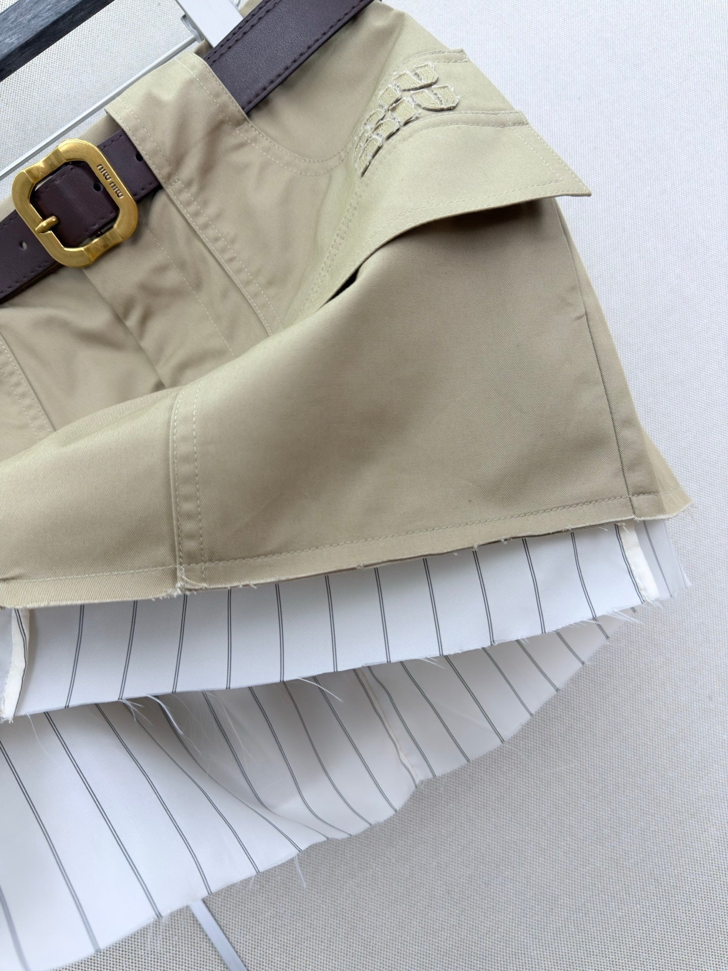 Miu Striped Cargo Mini Skirt Khahi Cotton
