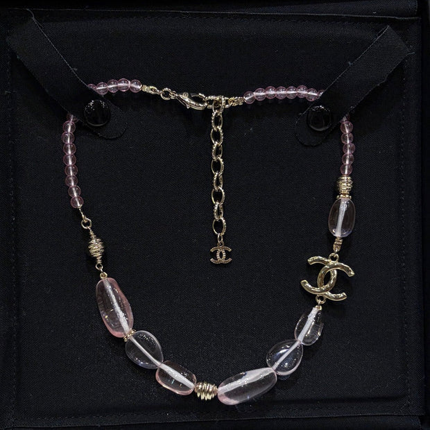 Chanel 2026 Double C Pink Acrylic Beaded Necklace