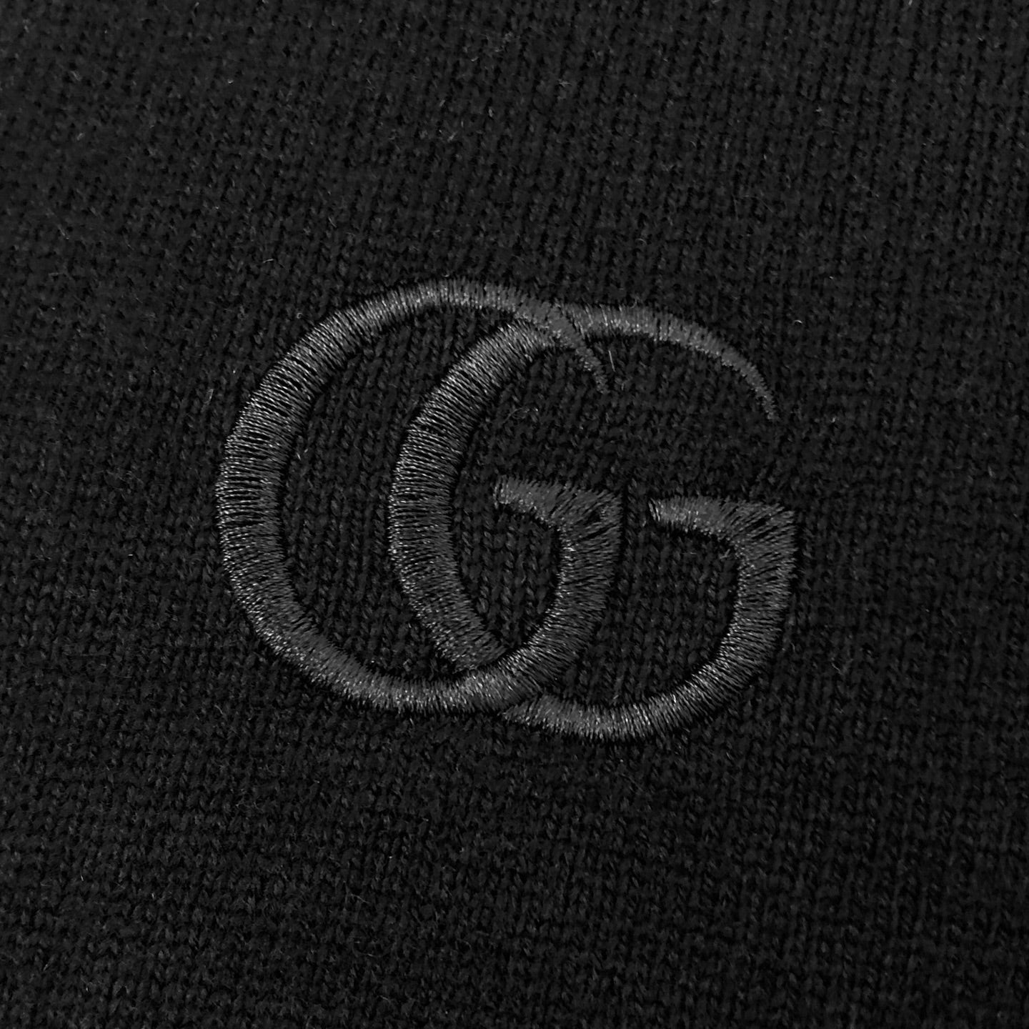 GG Short Sleeve With Embroidery Black Knit Wool 394313