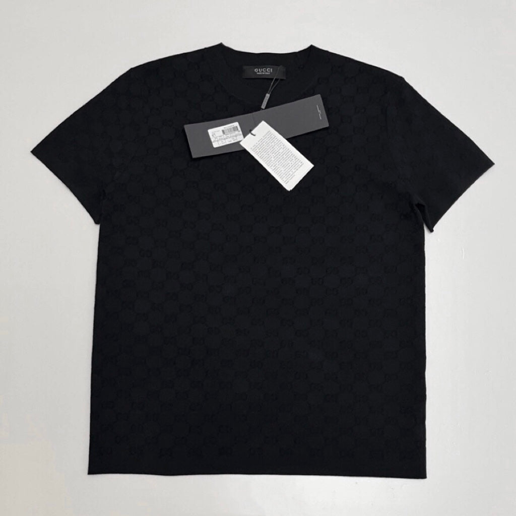 GG Jacquard Fabric T-shirt Black Cotton 394290
