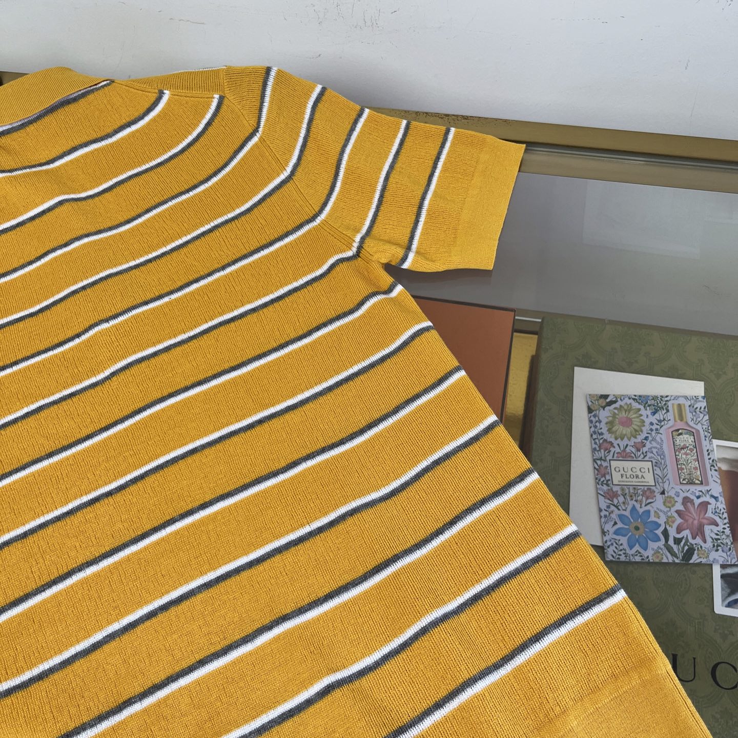 Miu 26s Knit Polo Shirt Yellow Cotton 423043