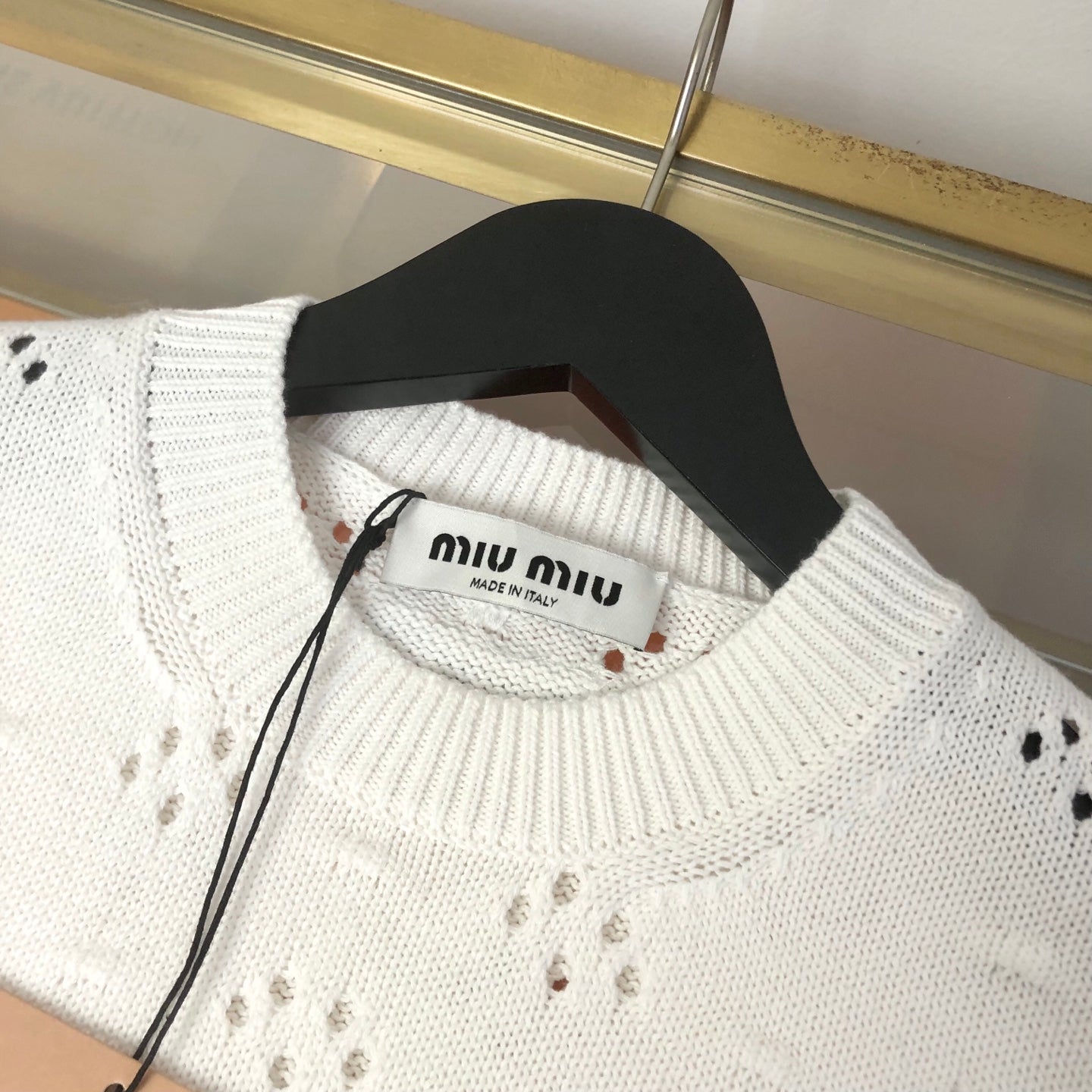 Miu Crew Neck Sweater White Cotton 394303