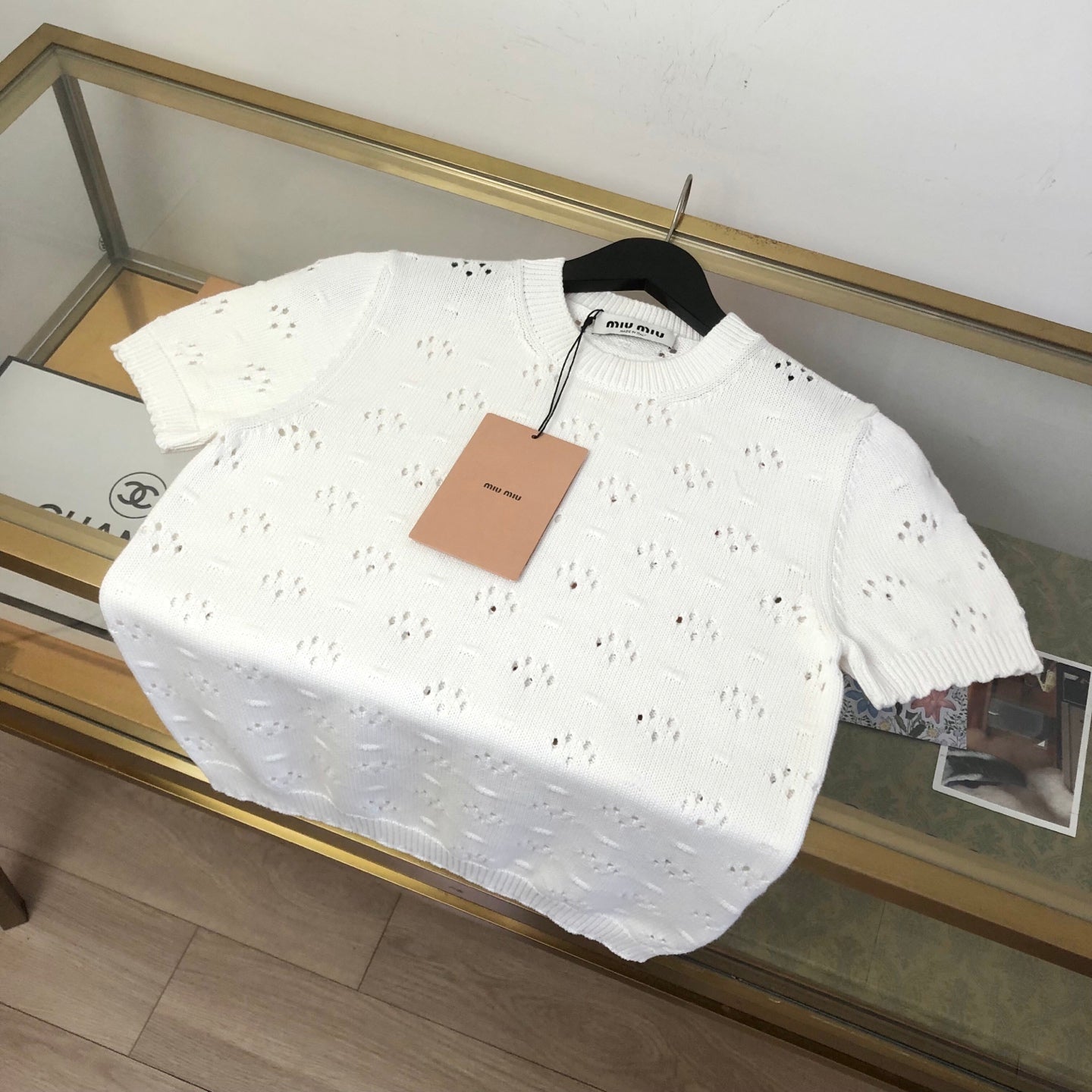 Miu Crew Neck Sweater White Cotton 394303