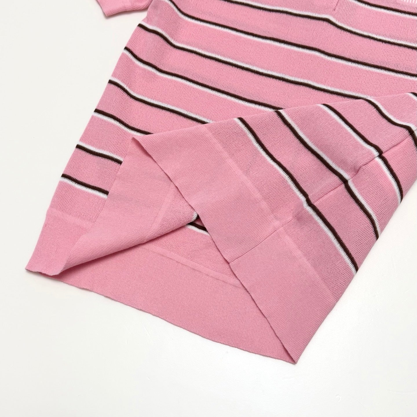 Miu Knit Polo Shirt Light Pink Cotton 394294