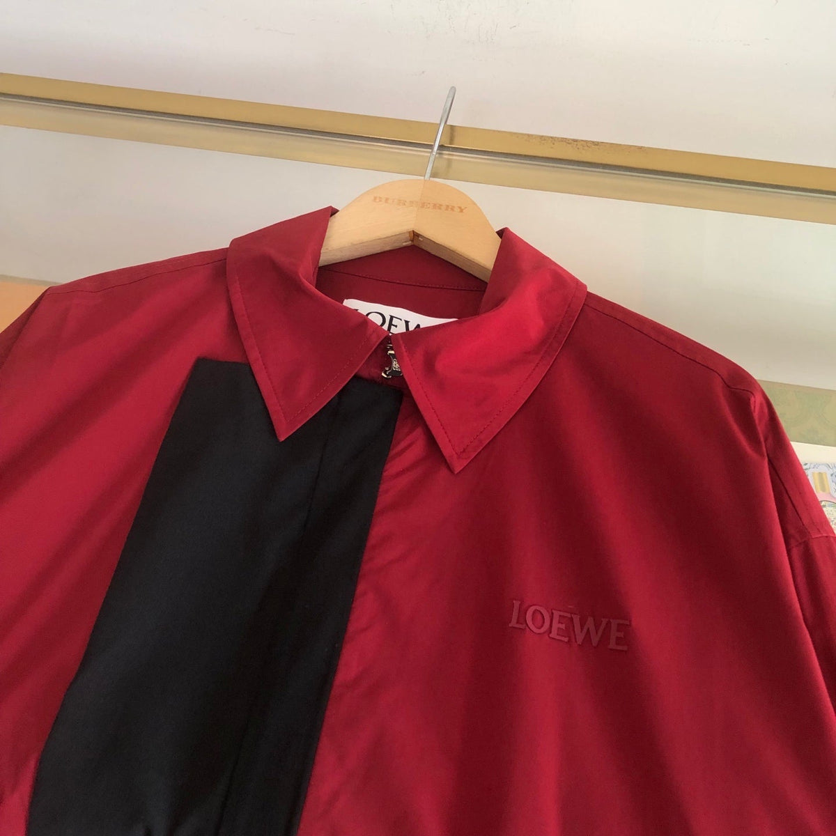 Loewe 26s Contrast Panel Zip Jacket Red Polyester 450681