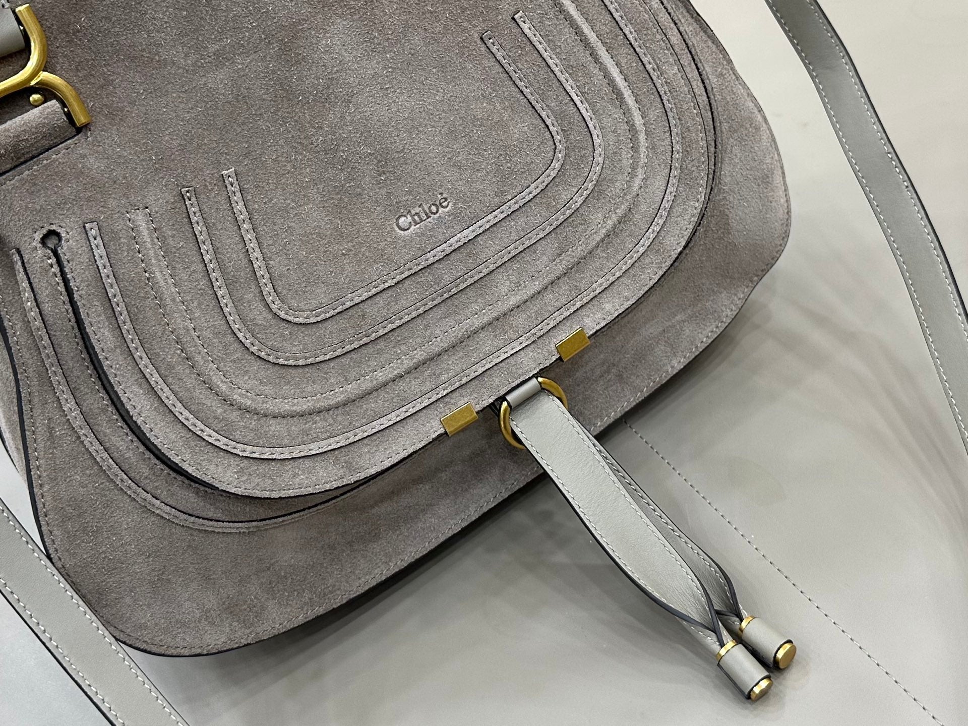Chloe Marcie Bag Grey Suede 281265