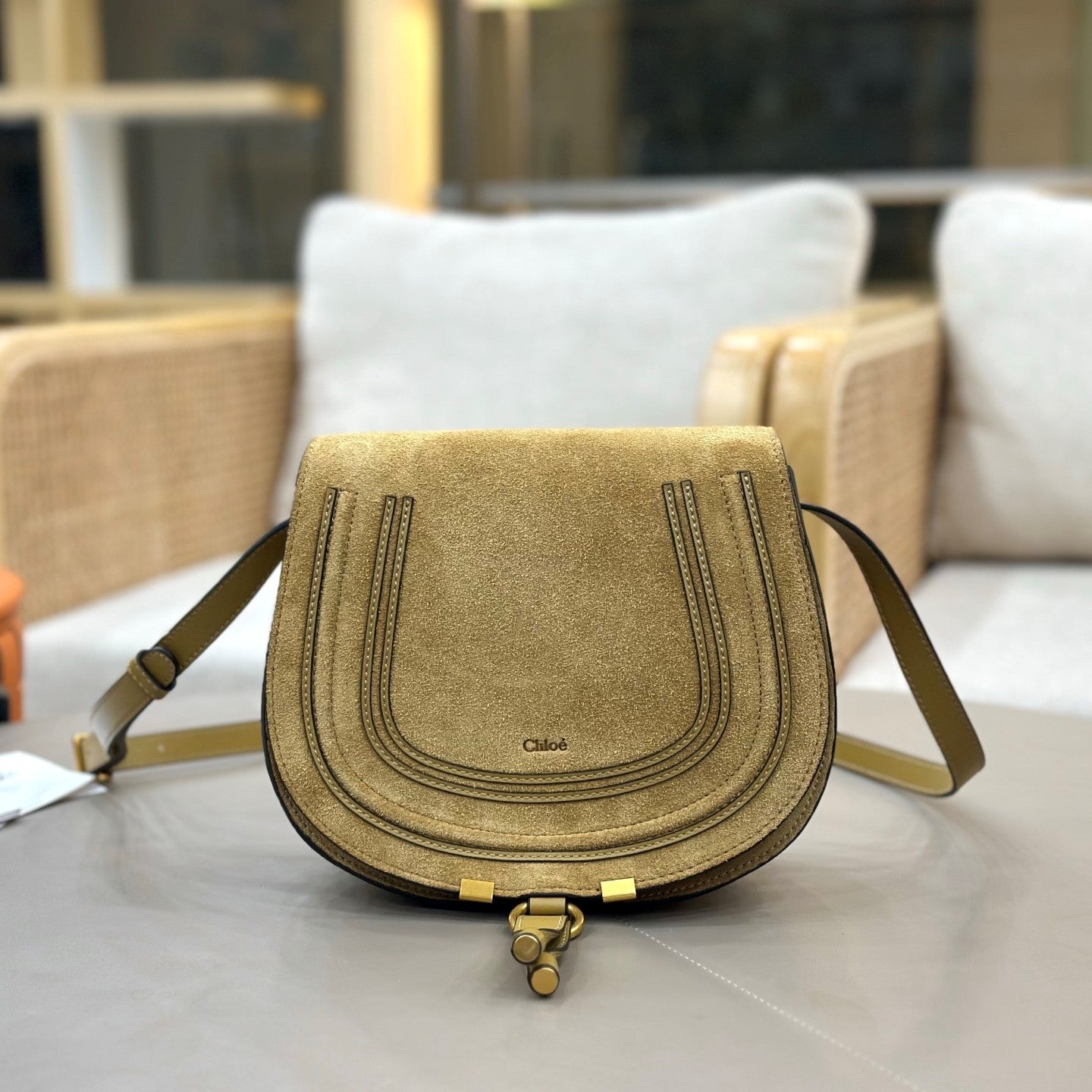 Chloe Marcie Saddle Bag Khahi Suede 281221