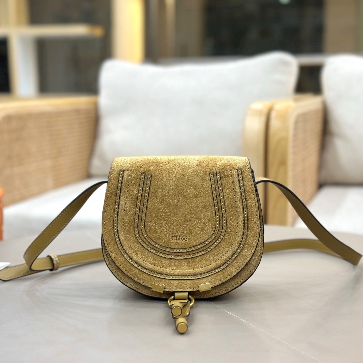 Chloe Small Marcie Saddle Bag Khahi Suede 281219