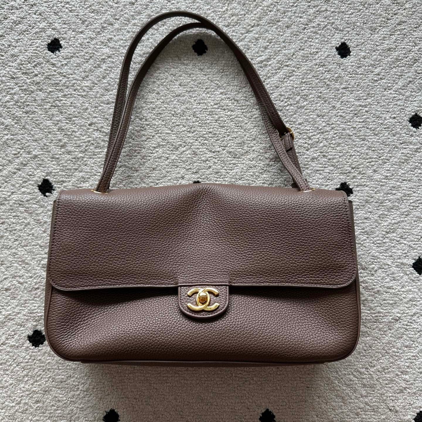 CC 26s Maxi Flap Bag 32cm Coffee Calfskin GHW