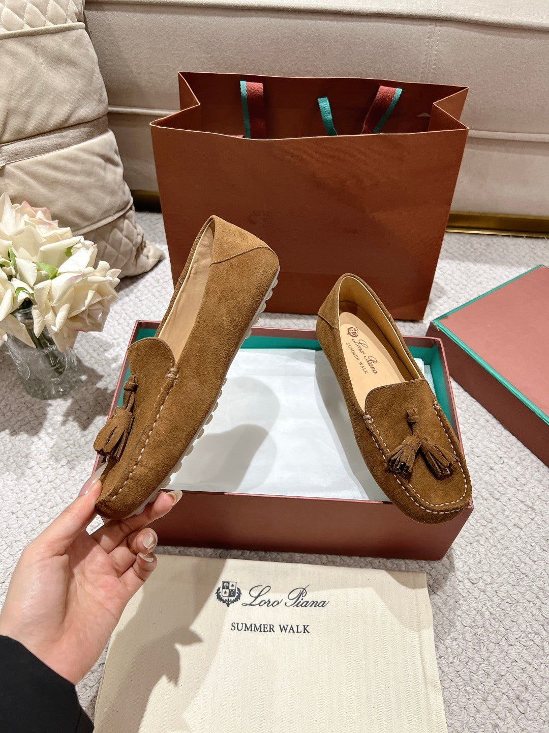 LP Dot sole walk mocassin Copper Brown Suede 215001