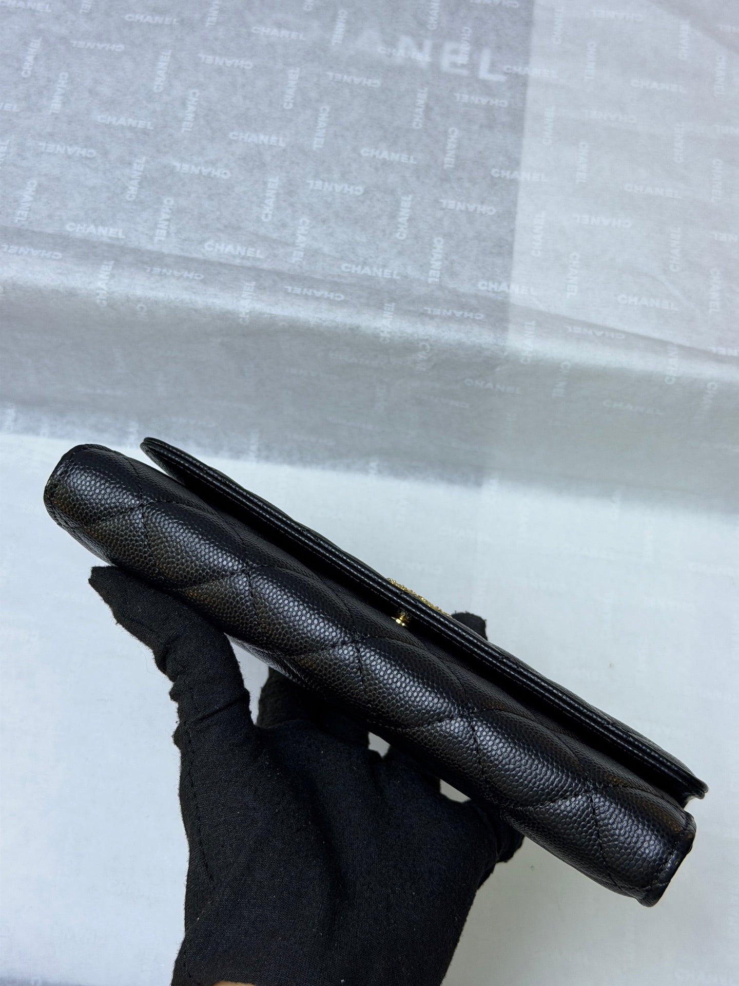CC 26P Long Flip Wallet Black Quited Caviar Leather