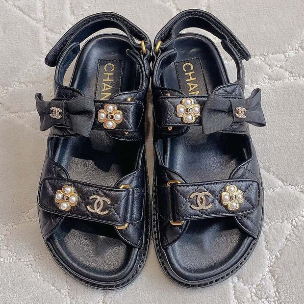 Chanel 2026 Quilted Sandals Suede Sheepskin 977358