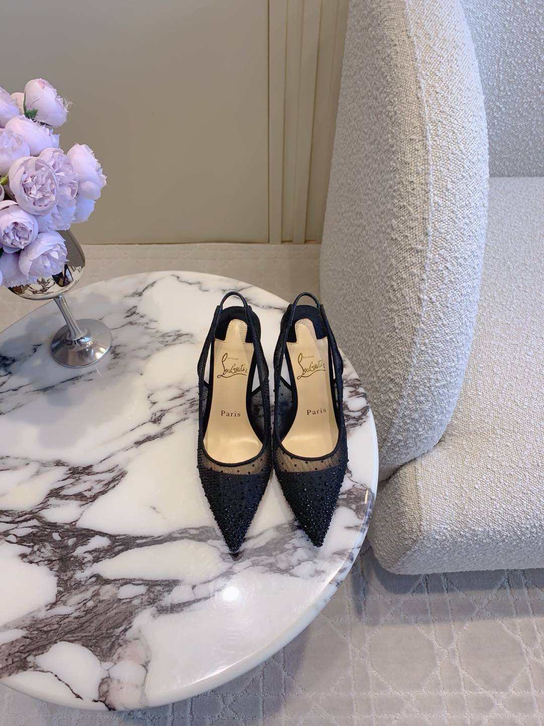 CL Follies Strass 85mm Black Mesh 177134