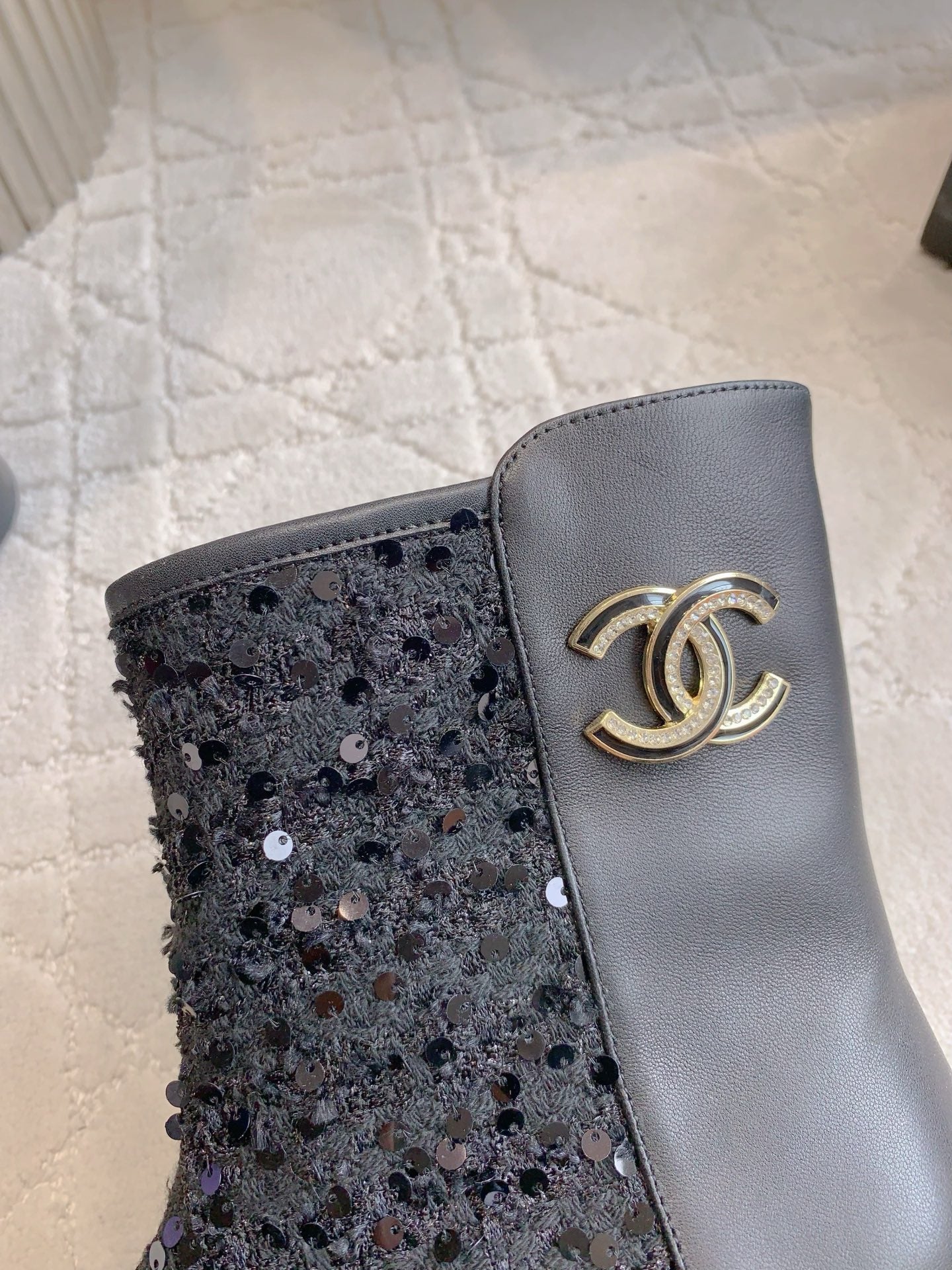 CC Ankle Boot 30mm Black Cowhide Glitter 464576