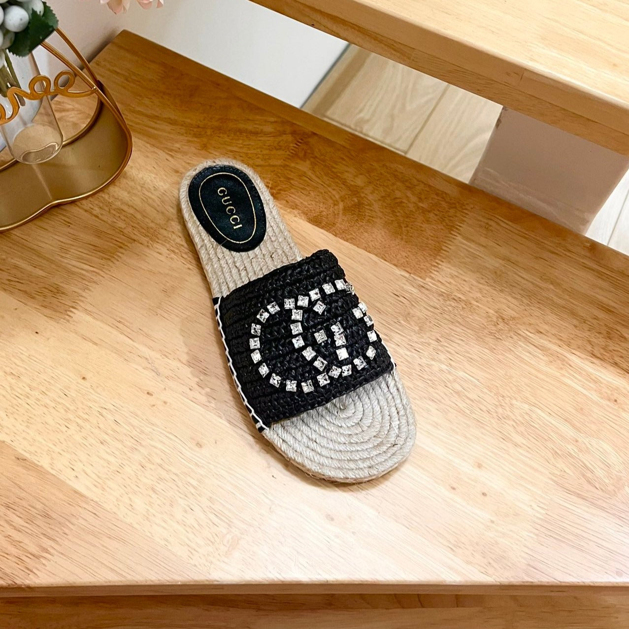 GG Casual Style Logo Sandals Black