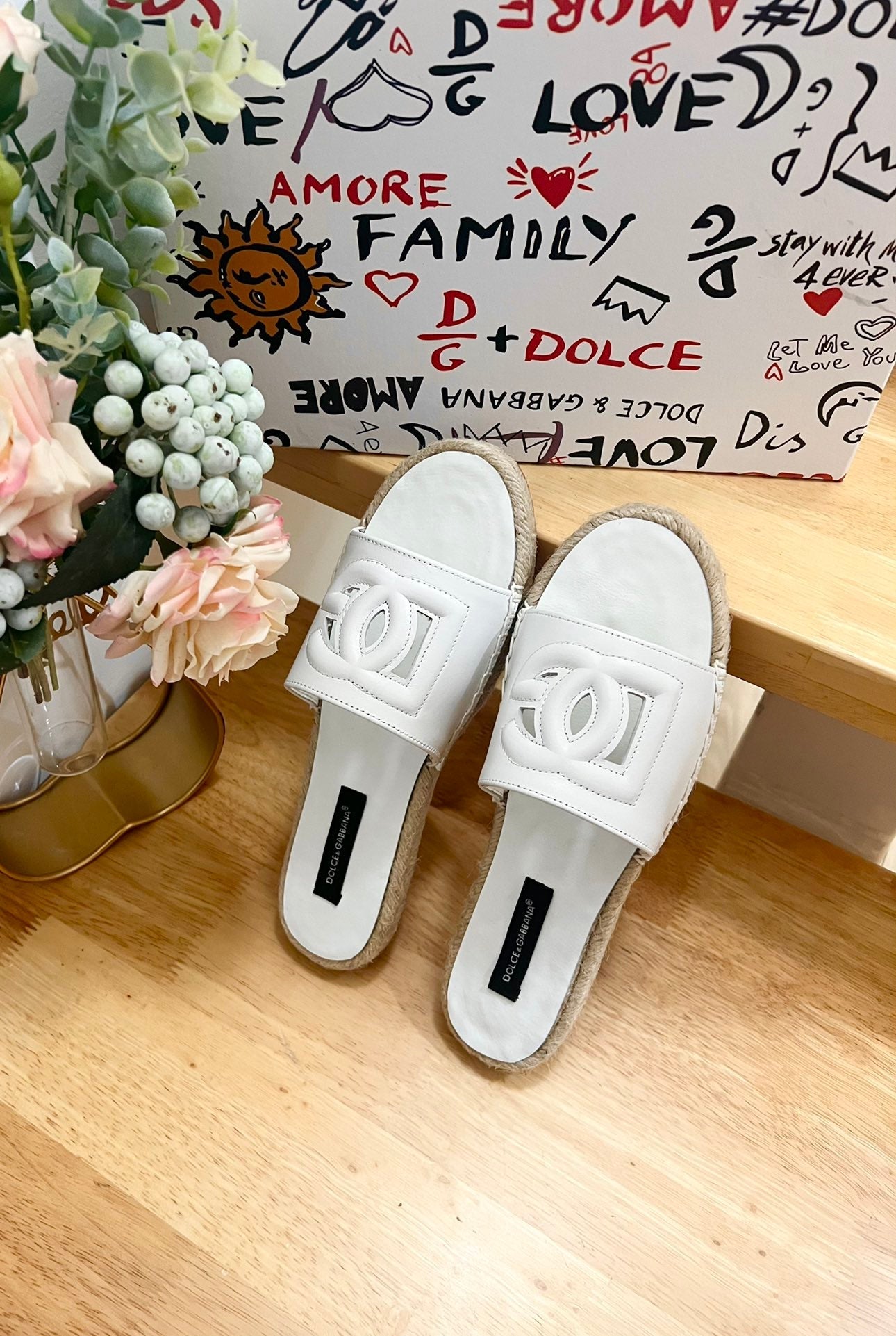 DC Espadrilles Sildes White Rubber & Sheepskin 240623