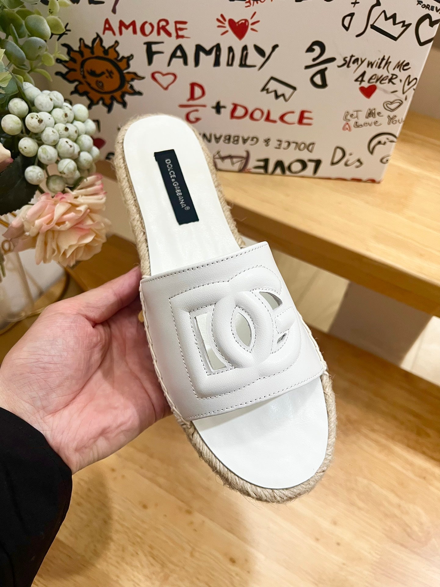 DC Espadrilles Sildes White Rubber & Sheepskin 240623
