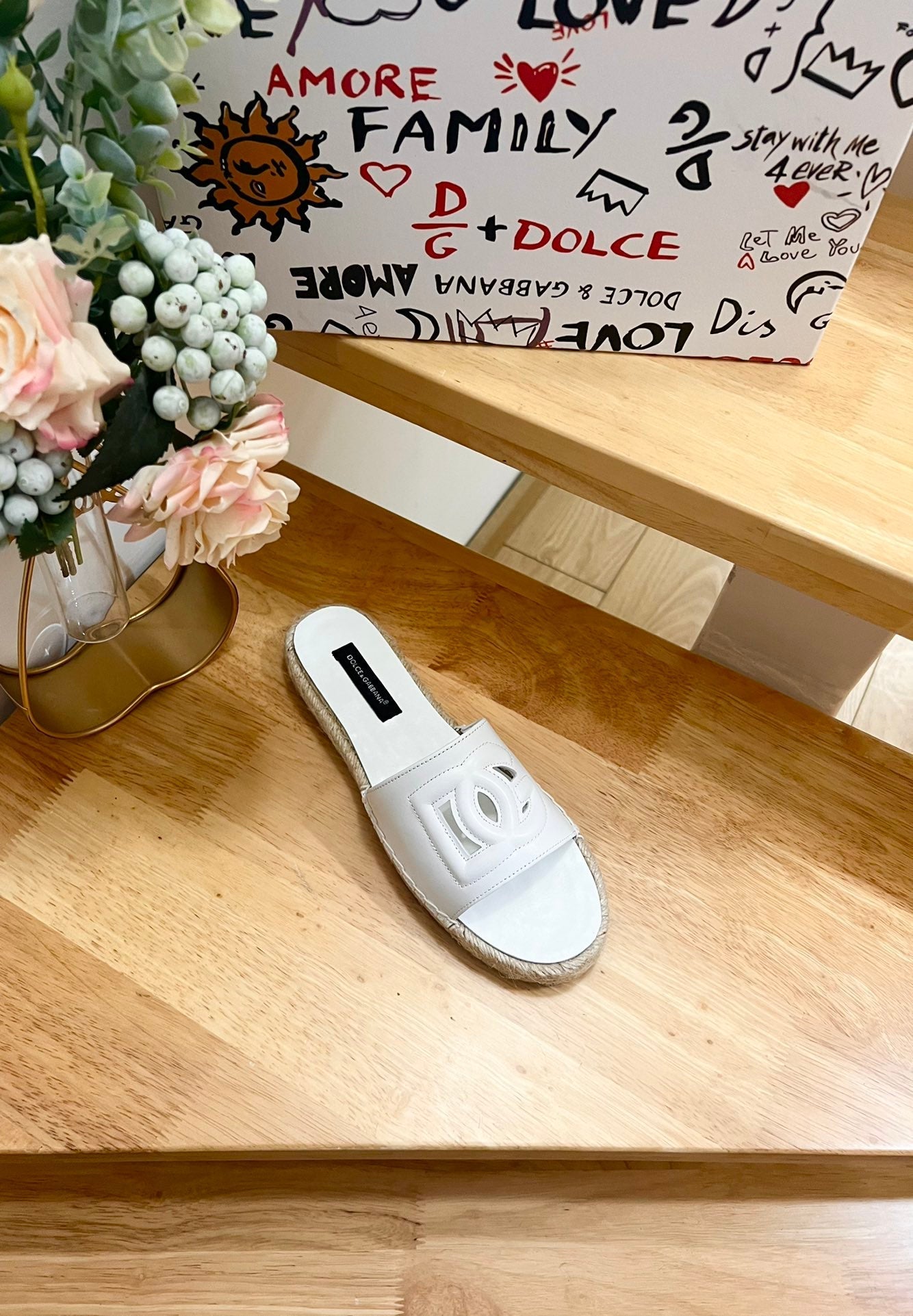 DC Espadrilles Sildes White Rubber & Sheepskin 240623