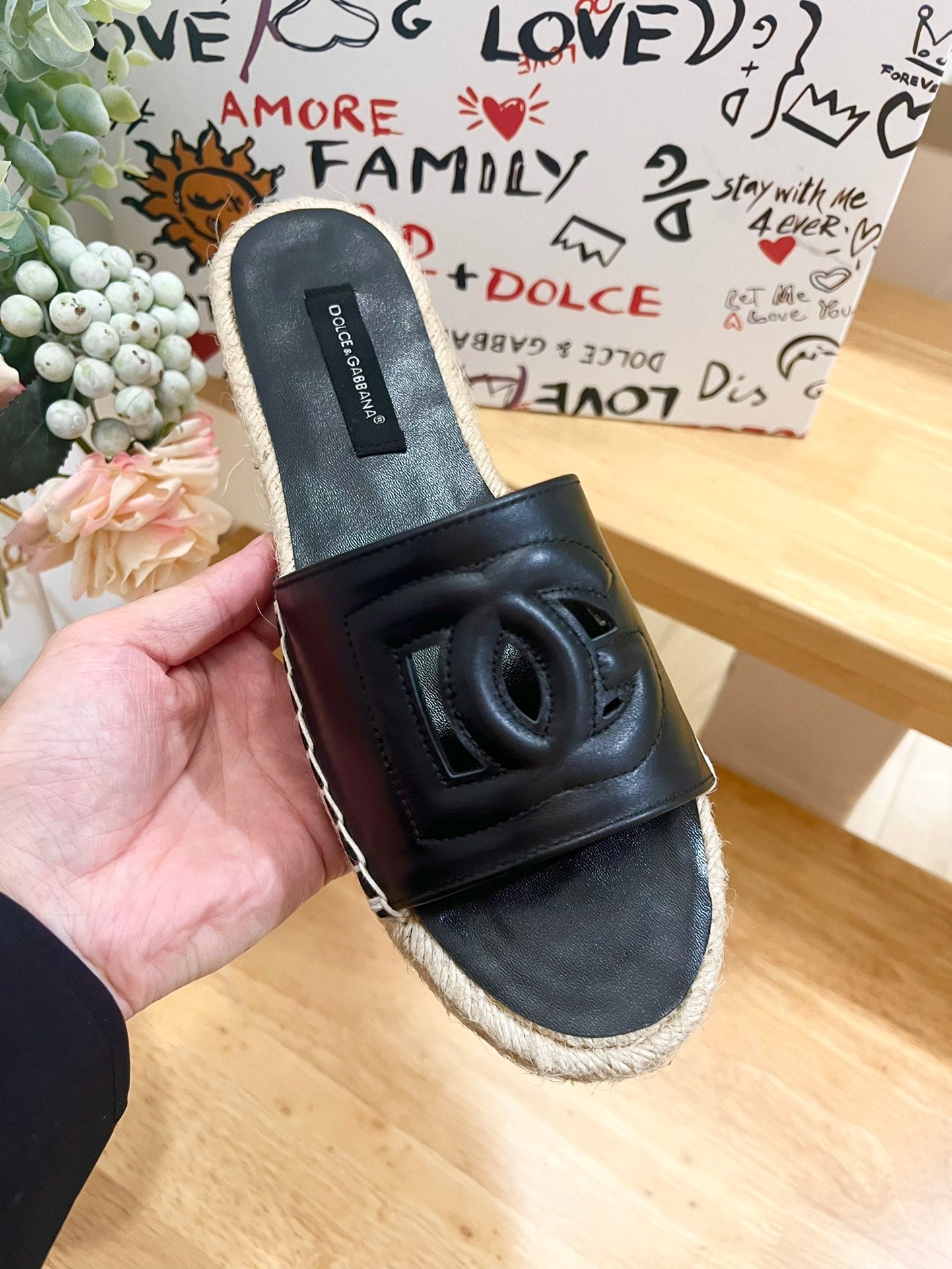 DC Espadrilles Sildes Black Rubber & Sheepskin 240624