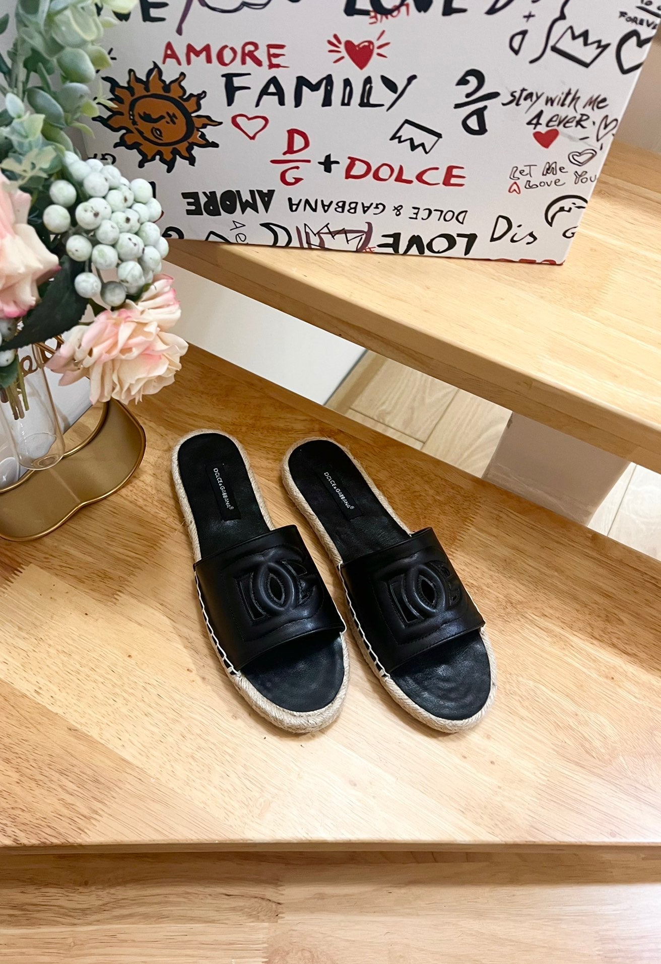 DC Espadrilles Sildes Black Rubber & Sheepskin 240624