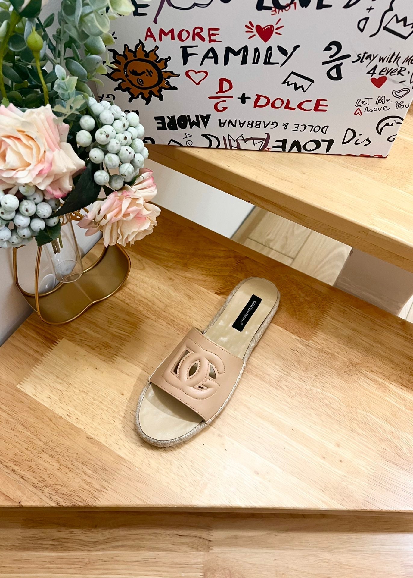 DC Espadrilles Sildes Beige Rubber & Sheepskin 240625