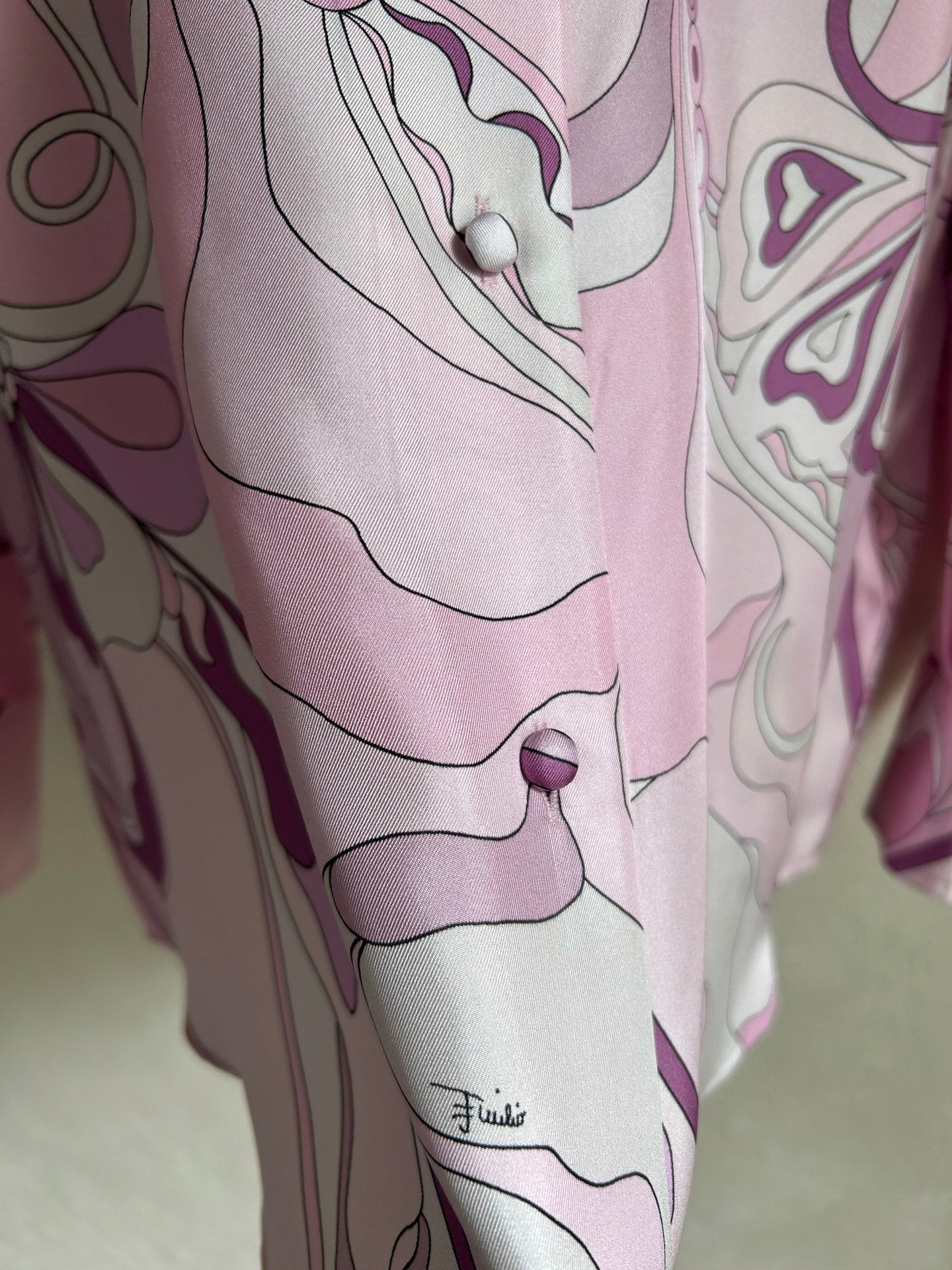 Pucci 26s Stella-Print Silk Shirt Light Pink Silk 391067