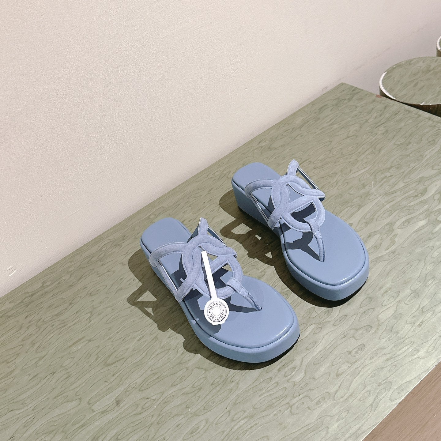HM Gipsy Sandals 50mm Blue Sheepskin 484750