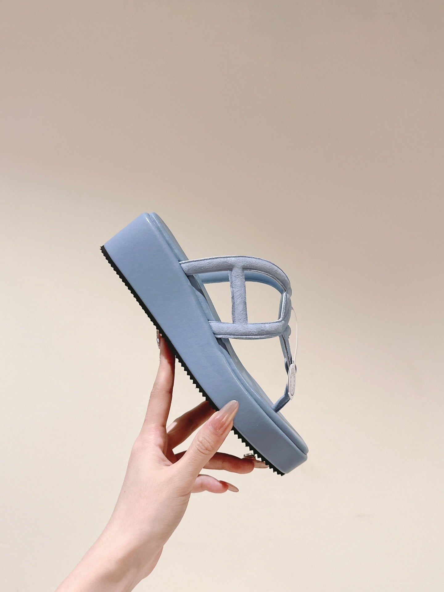 HM Gipsy Sandals 50mm Blue Sheepskin 484750