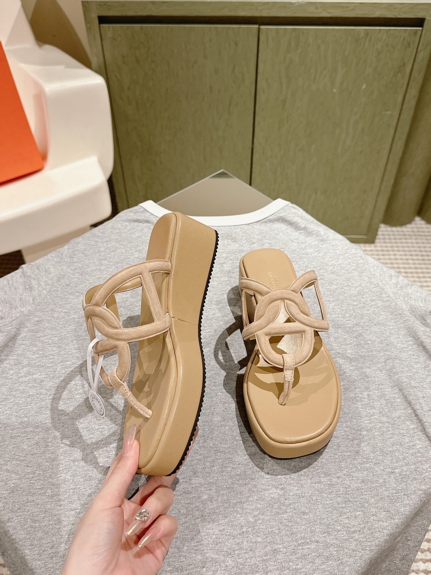 HM Gipsy Sandals 50mm Beige Sheepskin 484751