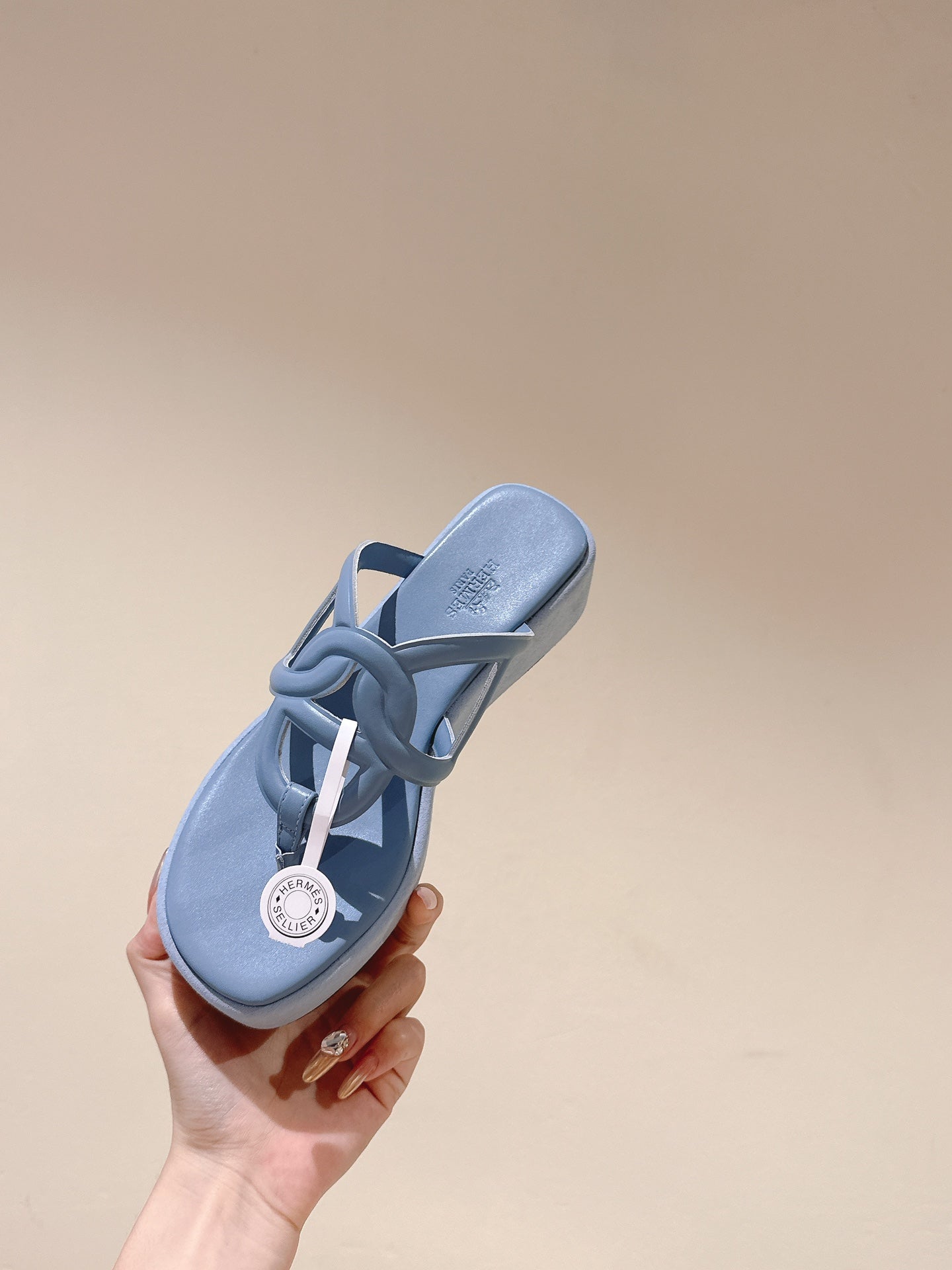 HM Gipsy Sandals 50mm Light Blue Sheepskin 484754