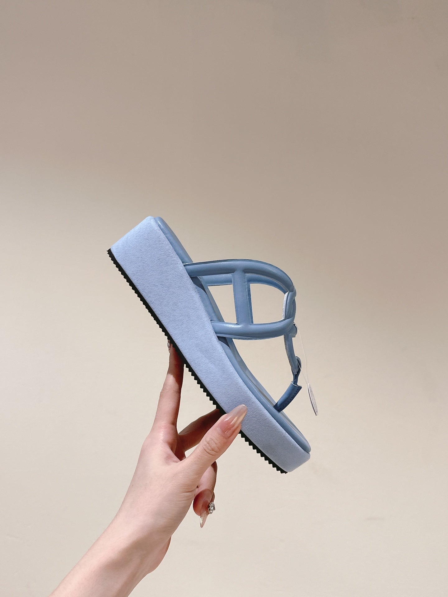 HM Gipsy Sandals 50mm Light Blue Sheepskin 484754