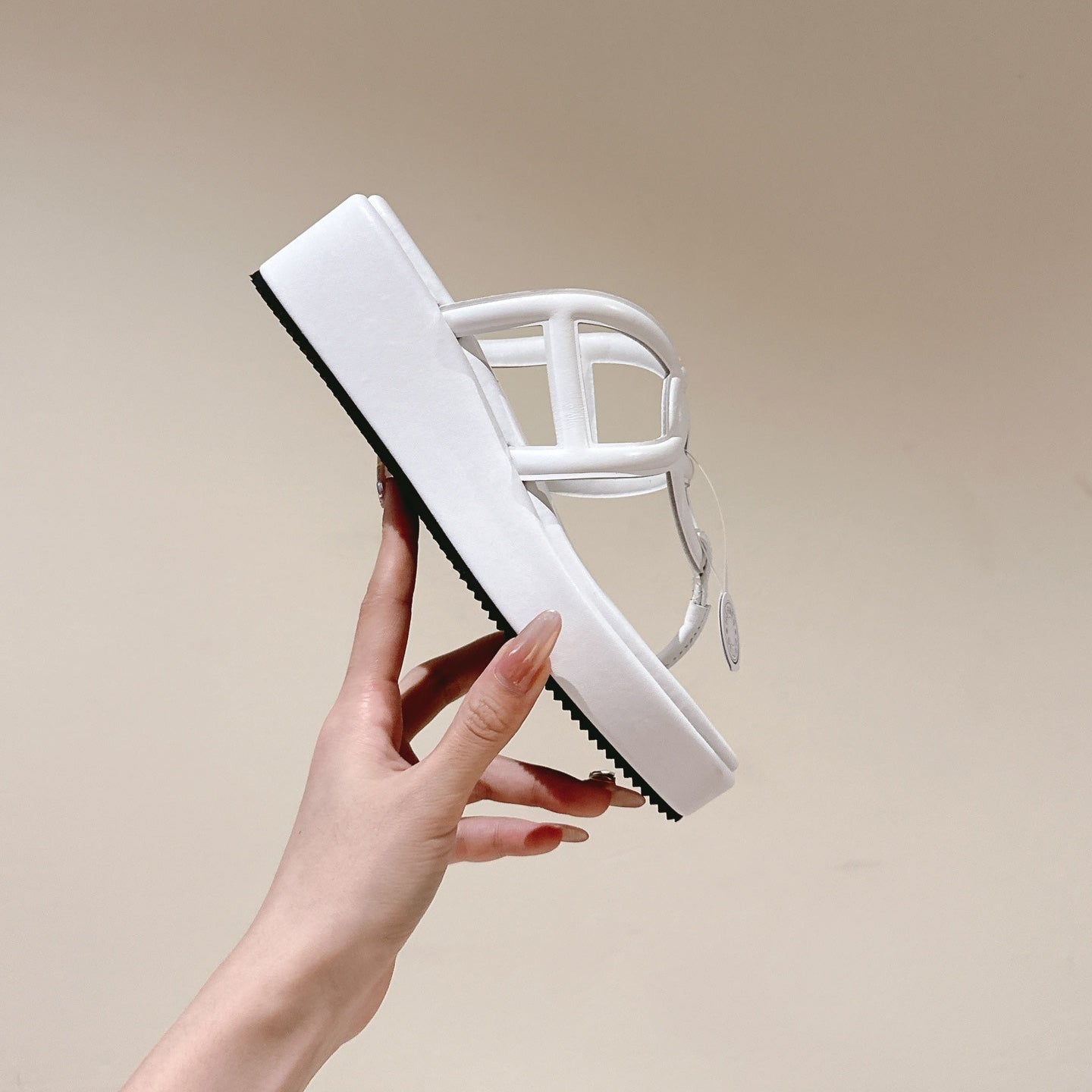 HM Gipsy Sandals 50mm White Sheepskin 484756