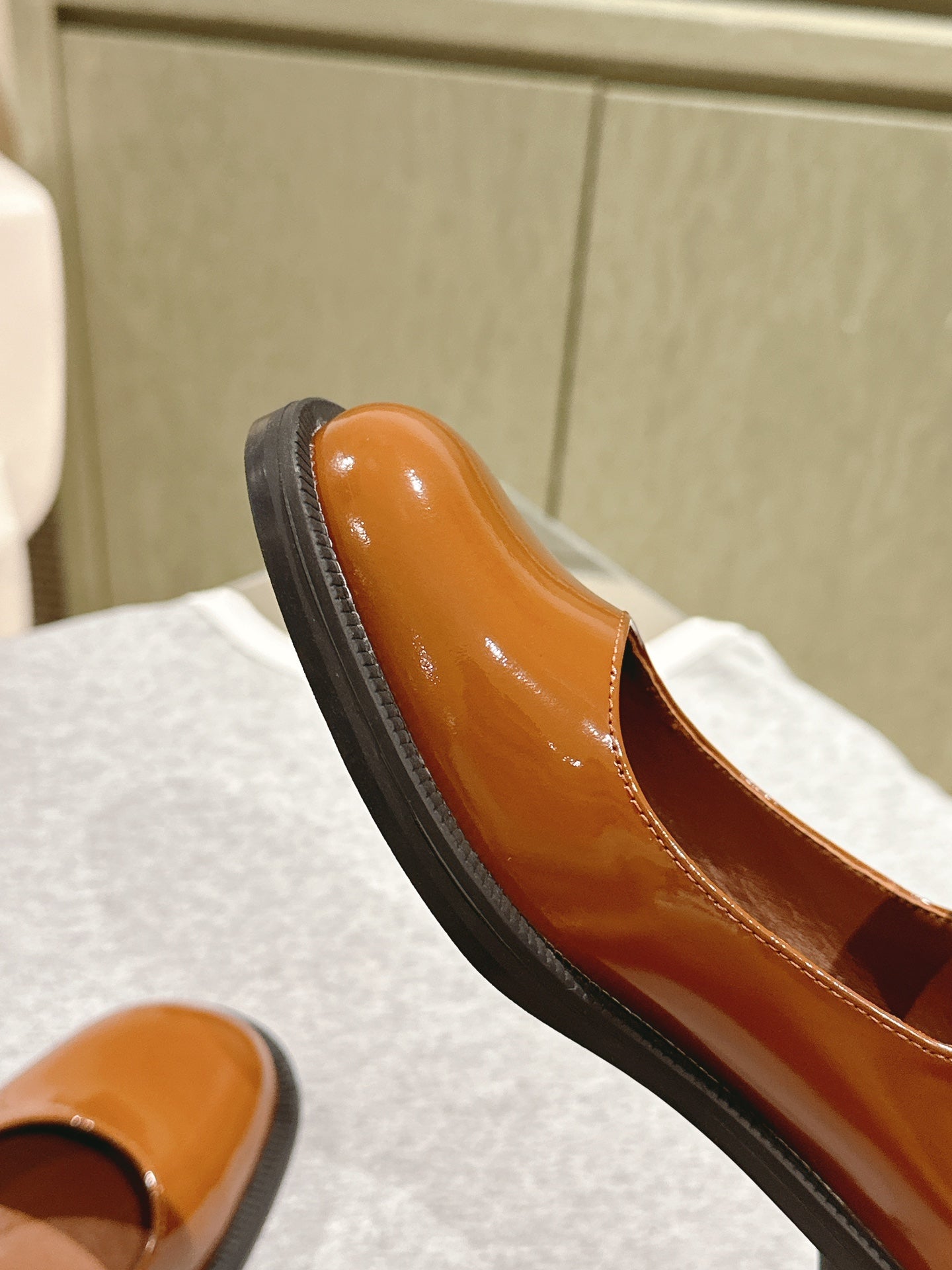 Miu Mary Jane Shoes Brown Patent Leather 445565