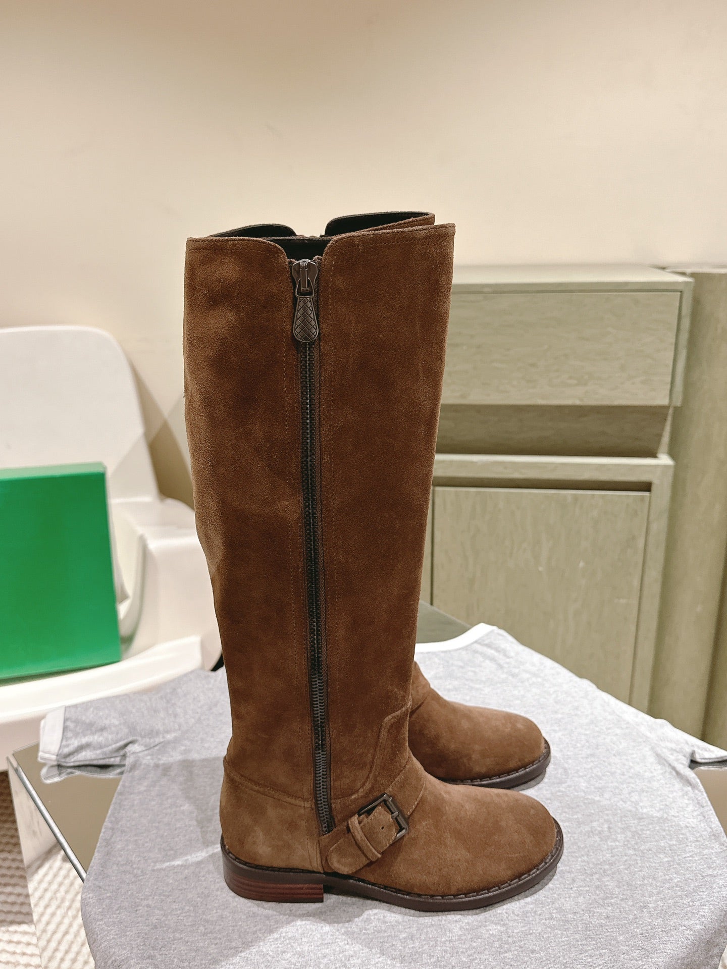 BV Long Boots 30mm Brown Suede 446177