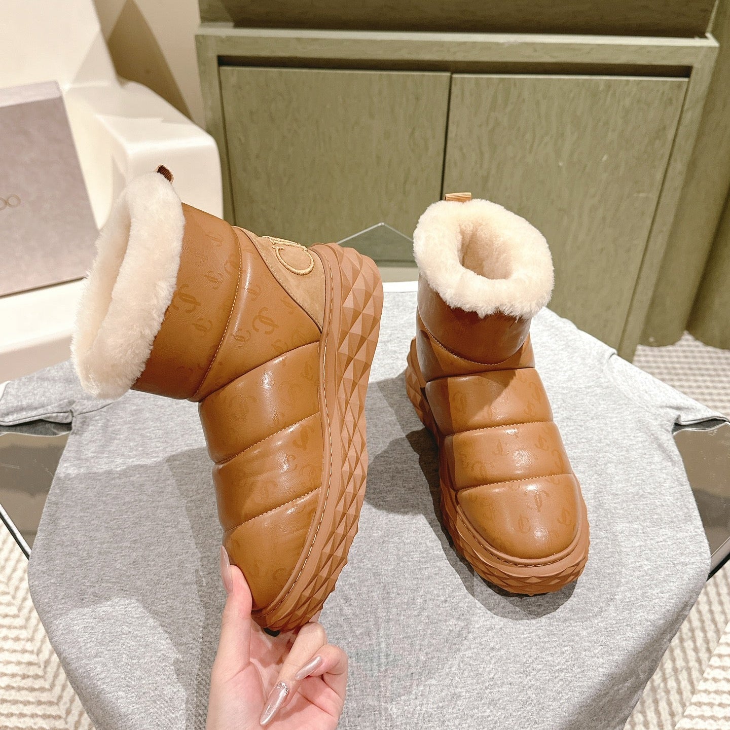 Jimmy Xan Toffee Ankle Boots Brown Shearling Leather 533015