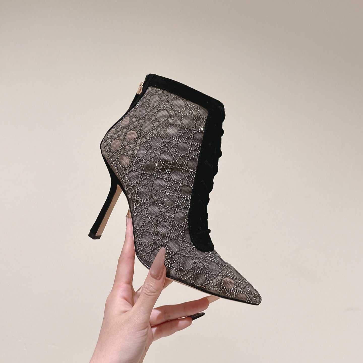 CD Capture Ankle Boot 85mm Black Mesh & Suede 483089